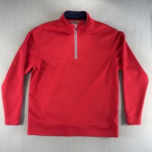 Pebble‎ Beach Red 1/4 Zip Pullover Sweatshirt Black Shoulder Trim Men's Size L